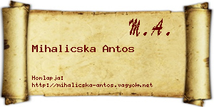 Mihalicska Antos névjegykártya